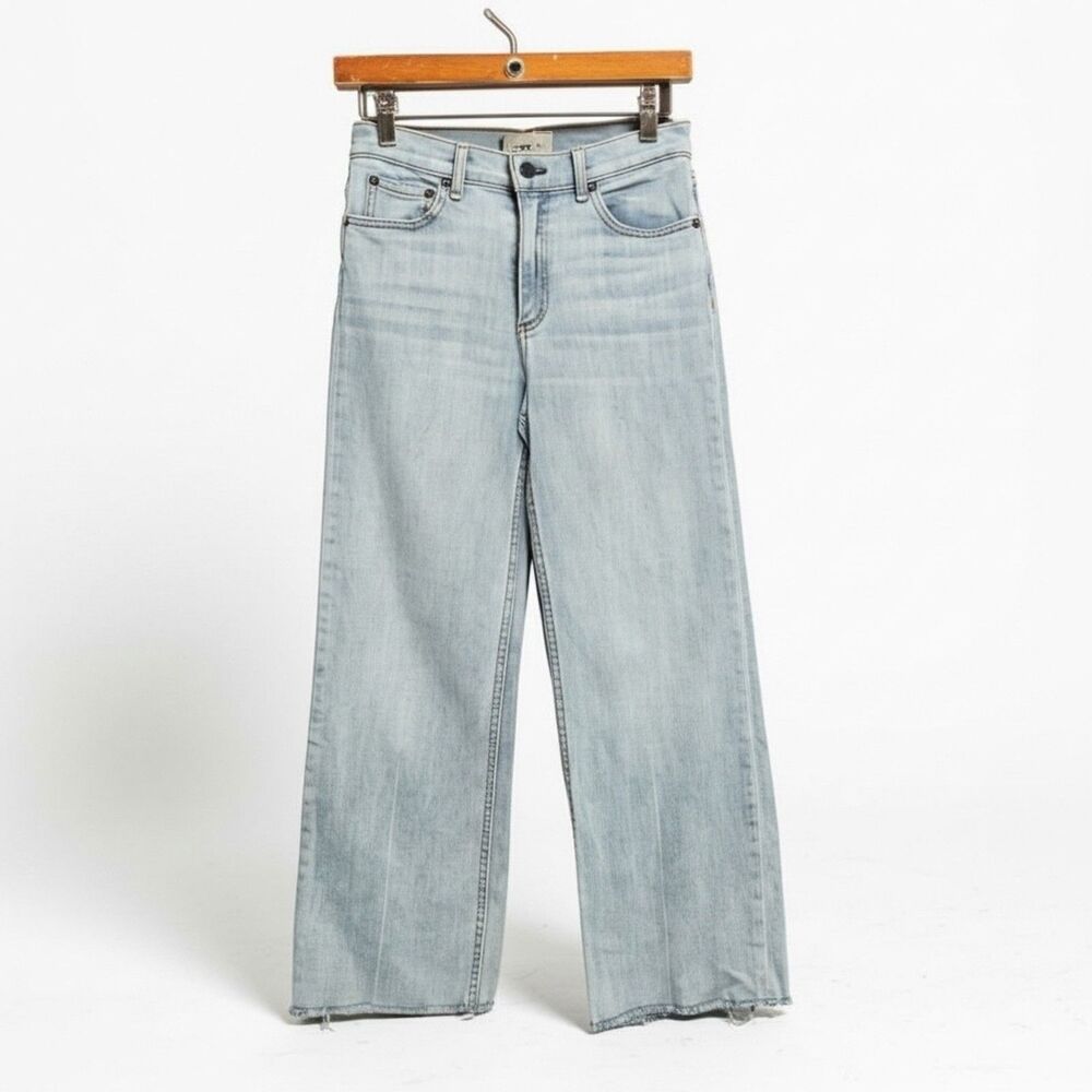 ASKK NY Crop Wide Leg Denim in Trestels Sz 25 Zero $255.00 Designer USA Jeans